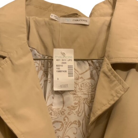 Maurices Women’s 2X 18W-20W Plus Size Tan Belted Single Breasted Trench Coat - Picture 2 of 15
